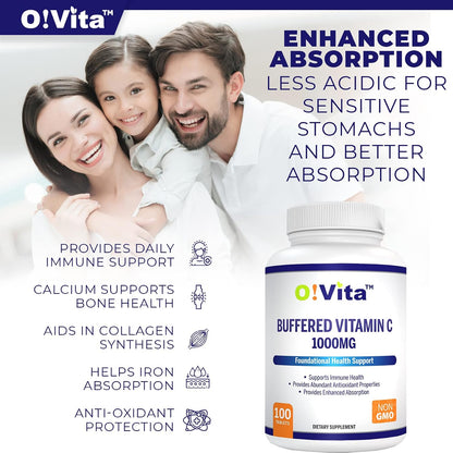 O!VITA Vitamina C Tamponada 1000mg | 100 – Protección frente al daño oxidativo: La vitamina C contribuye a la – Image 2