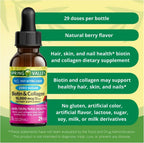 Biotina y Colágeno Líquido 15000μg, Sabor Natural a Bayas, Gotas para Cabello, Piel y Uñas (Pack de 2)