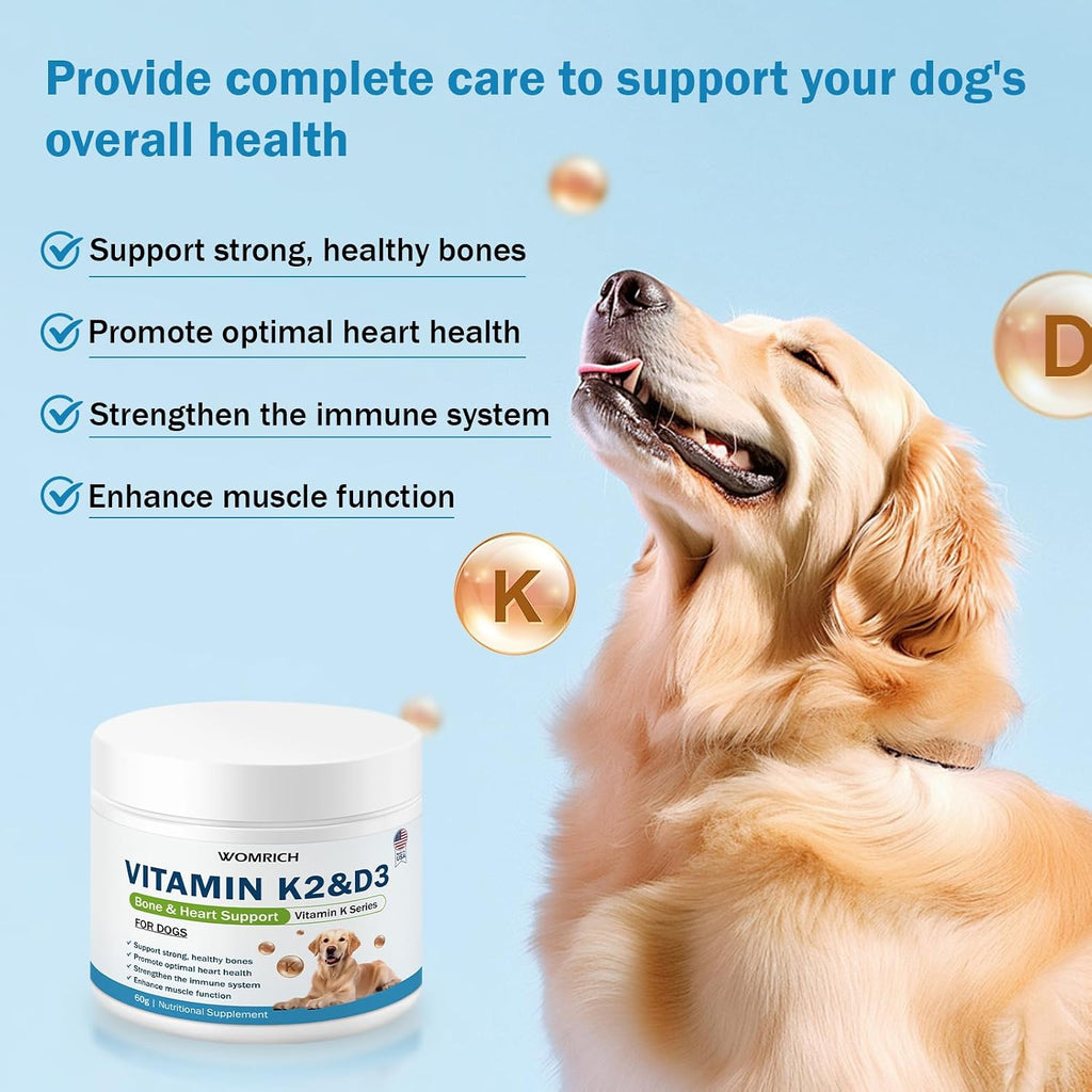 Suplemento de Vitaminas K2 y D3 para Perros – 60g