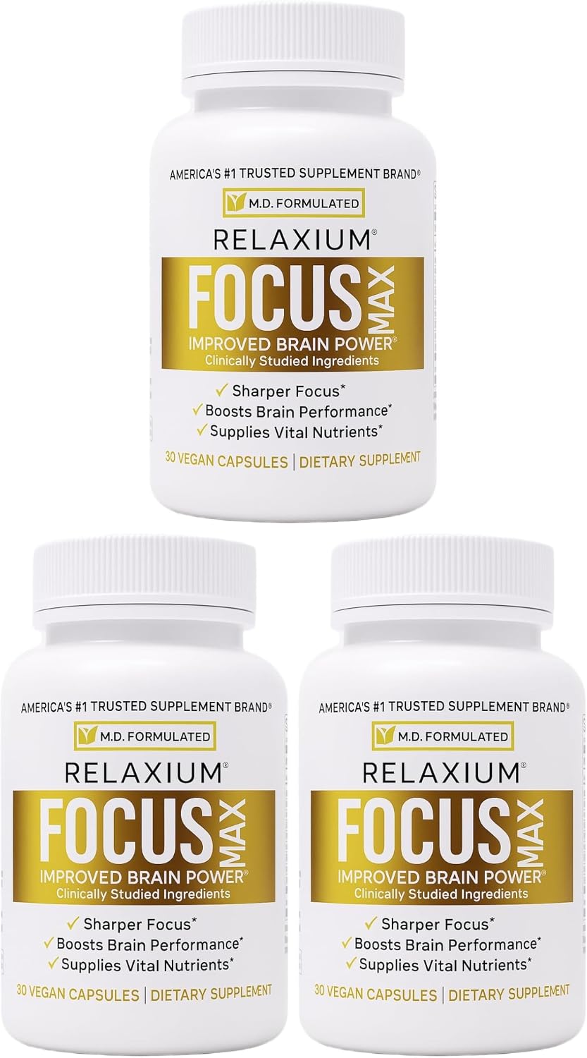Relaxium FocusMax, Suplemento para la Salud Cerebral y el Enfoque, Apoya la Concentración, Memoria y Claridad Mental, Formulado por un Neurólogo, 30 Cápsulas Veganas