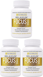 Relaxium FocusMax, Suplemento para la Salud Cerebral y el Enfoque, Apoya la Concentración, Memoria y Claridad Mental, Formulado por un Neurólogo, 30 Cápsulas Veganas