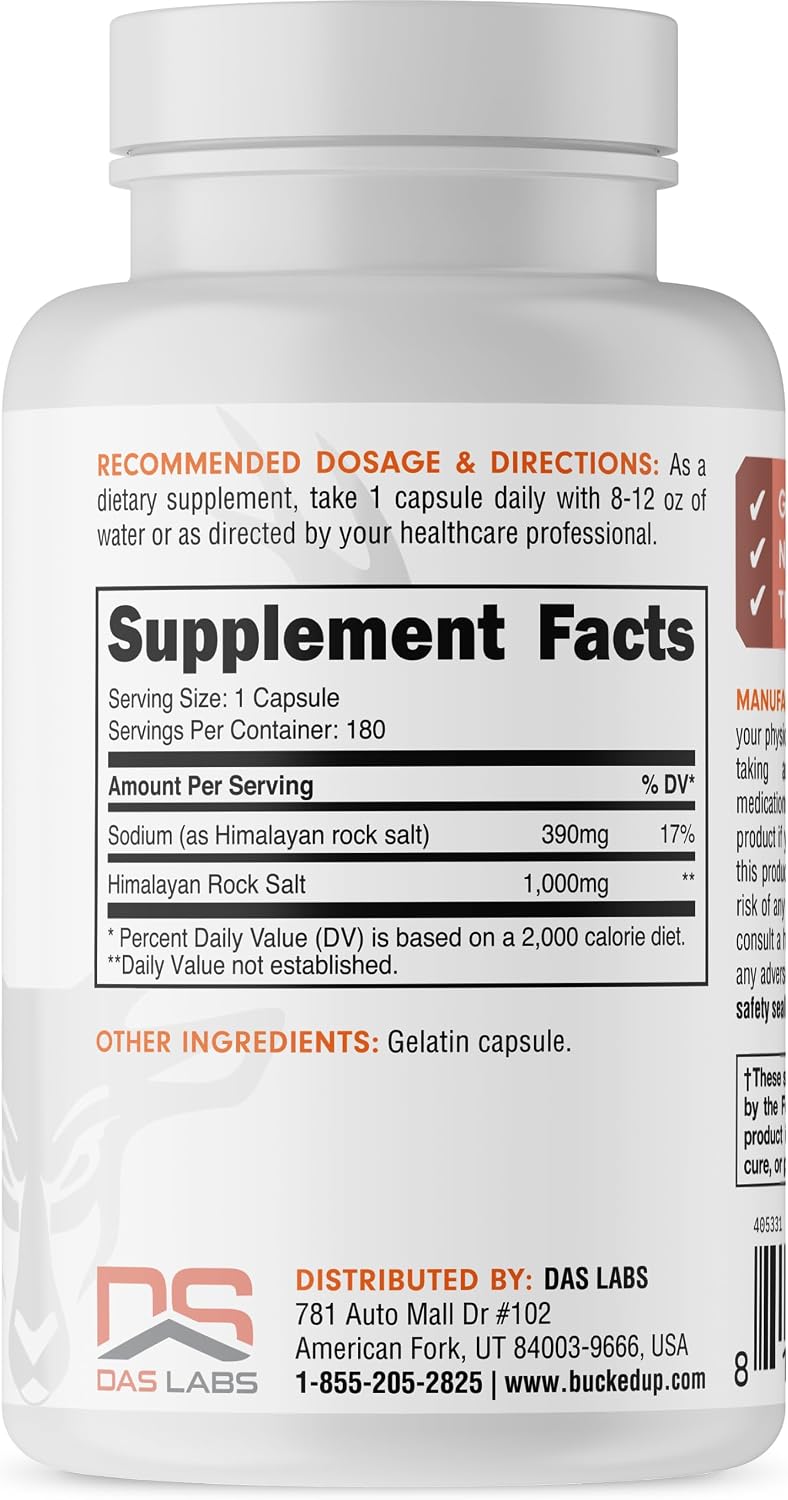 Bucked Up Sal del Himalaya 1000mg Cápsulas, Bucked Up Essentials (180 Cápsulas)