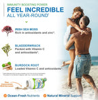 Power By Naturals Sea Moss Plus – Cápsulas Orgánicas de Musgo de Mar Irlandés con Bladderwrack y Raíz de Bardana – 120 Cápsulas (Suministro para 2 Meses)