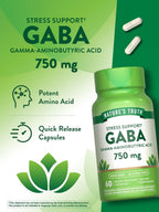 Nature's Truth GABA 750mg – 60 Cápsulas de Ácido Gamma-Aminobutírico