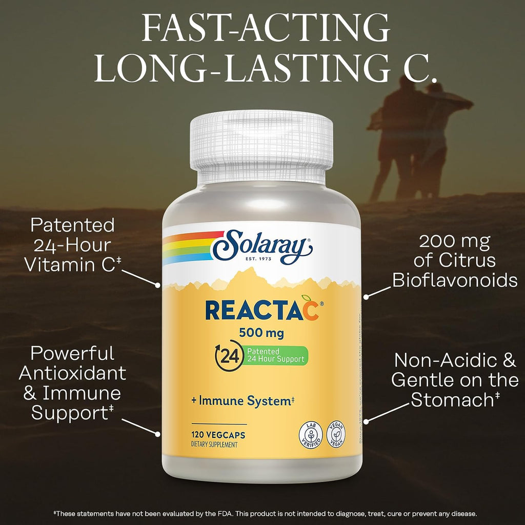 SOLARAY Reacta-C - Vitamina C de 500 mg con Bioflavonoides - 120 Cápsulas
