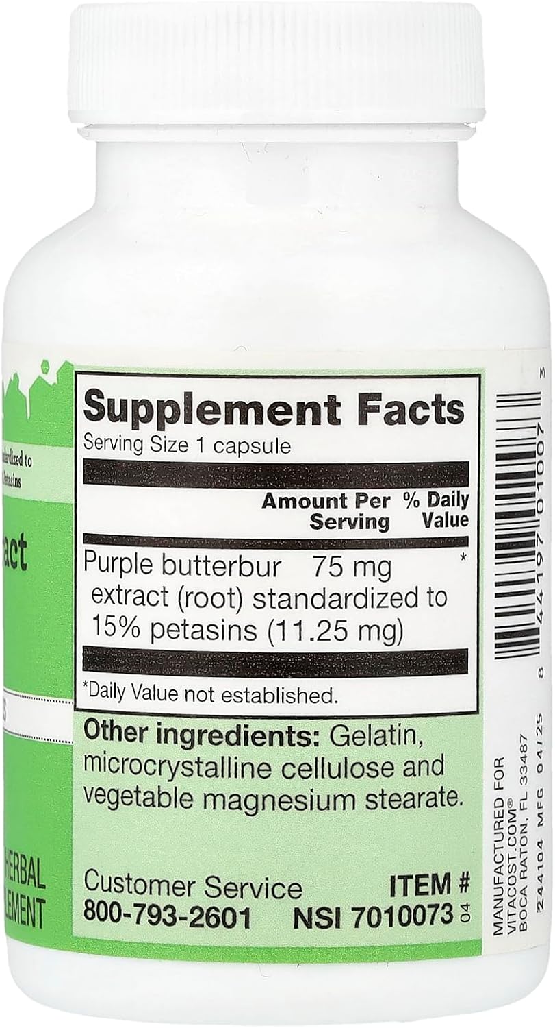 Vitacost Butterbur Extract, 75 mg, 120 Capsules