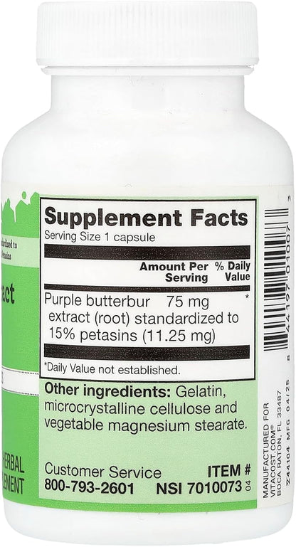 Vitacost Extracto de Petasita, 75 mg, 120 Cápsulas – Image 2