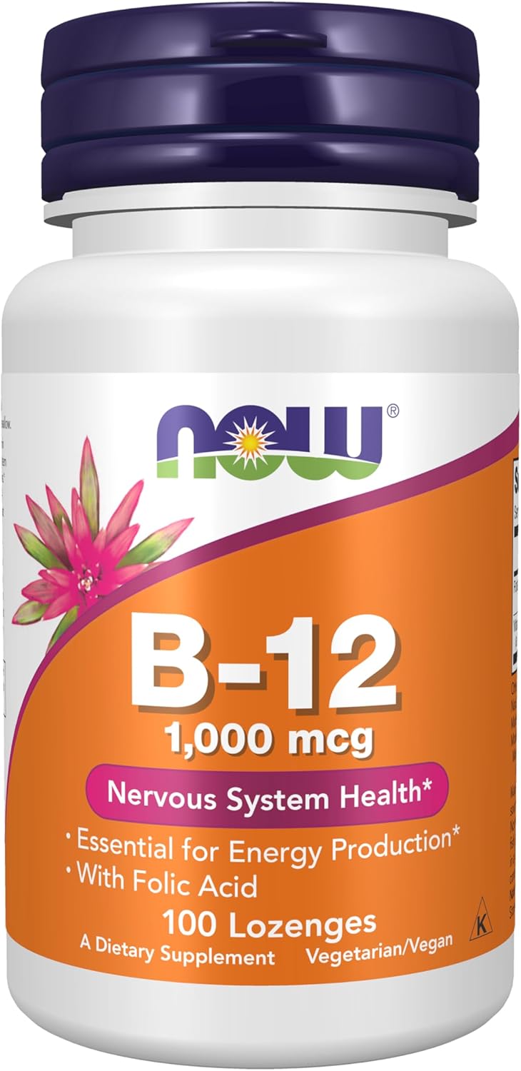 NOW Foods Vitamina B-12 1000 mcg con Ácido Fólico, 250 Comprimidos Masticables