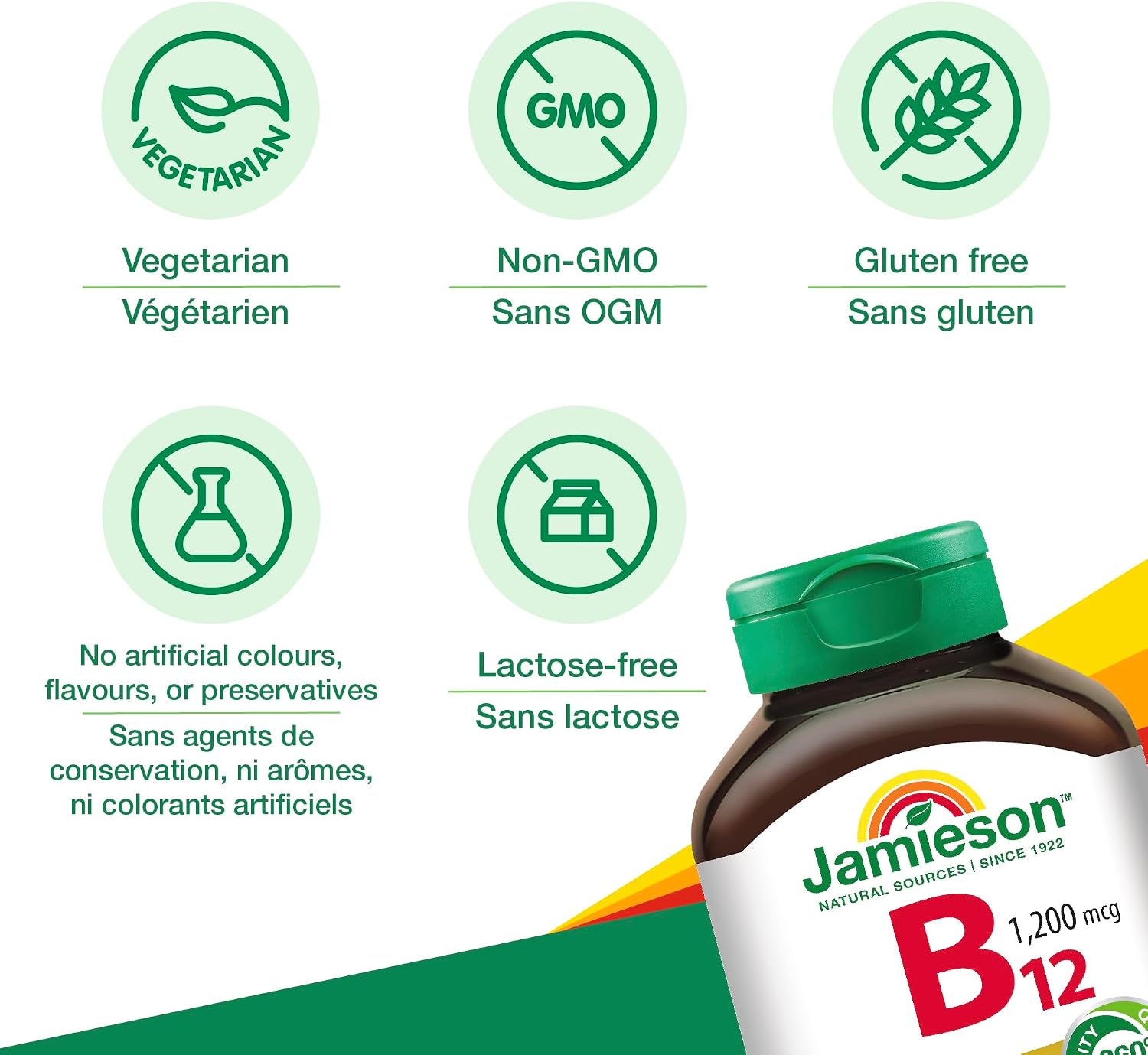 Jamieson Vitamin B12 (Cobalamin) 1200 mcg, Sustained Release, 80 Tablets