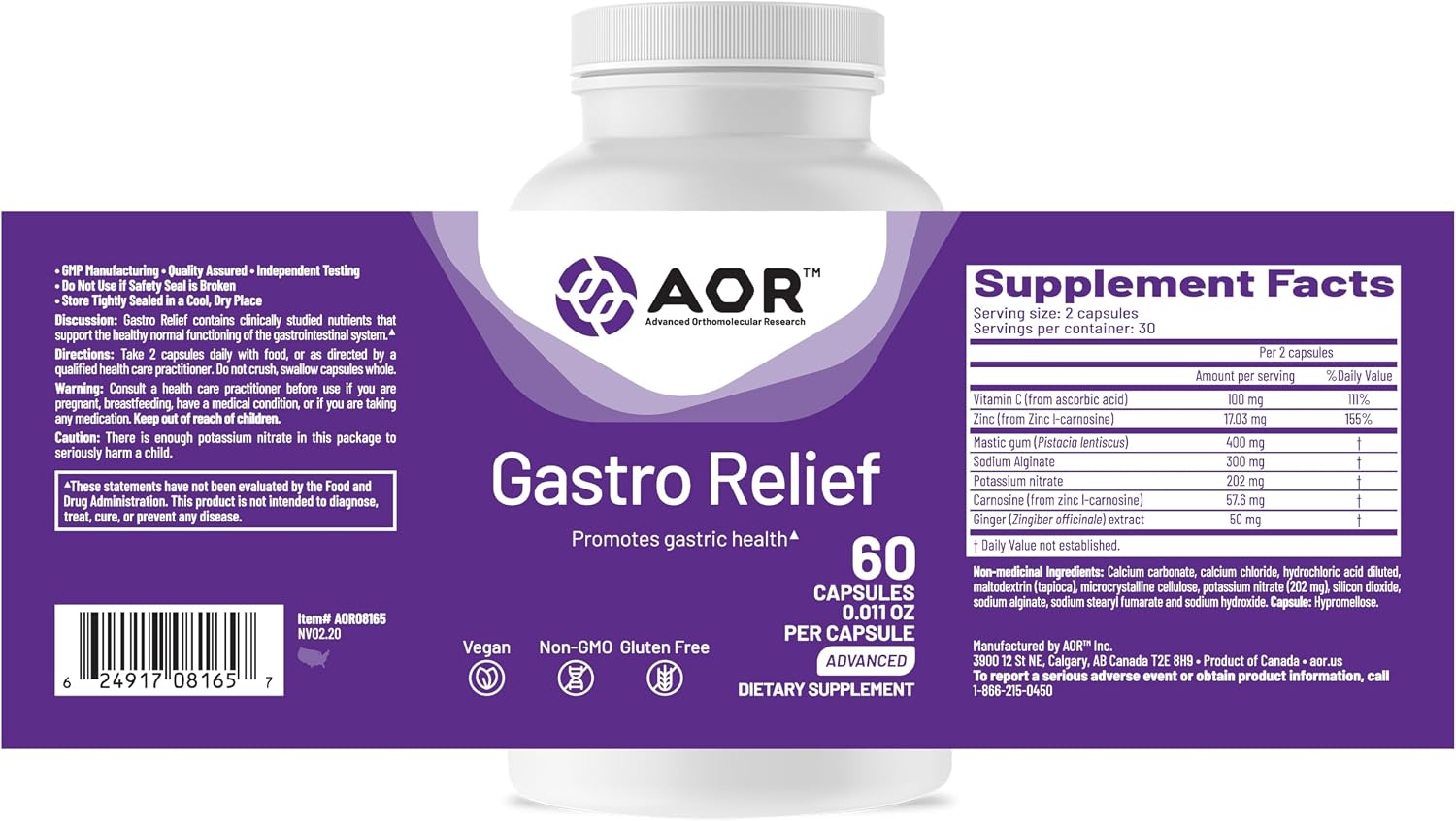 AOR Gastro Relief 60 Cápsulas Veganas