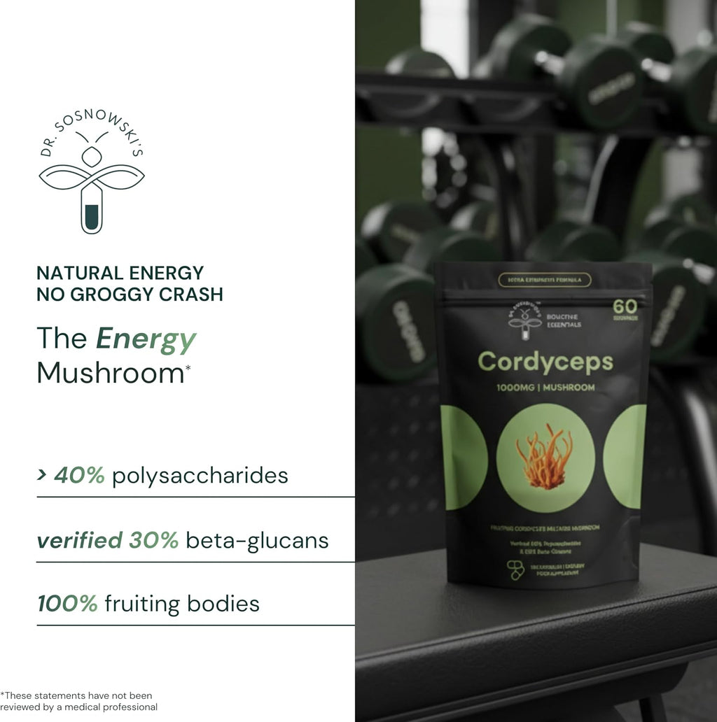 Dr Sosnowski's BioActive Cordyceps Mushroom Capsules - Extracto de Cordyceps 1000mg (120 Cápsulas)