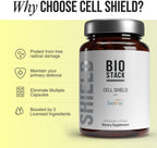 BIOSTACK Cell Shield con Setria Glutathione | Suplemento liposomal con Vitamina C, Cúrcuma y Complejo C3 de Curcumina | L-Glutatión Reducido Puro 500mg