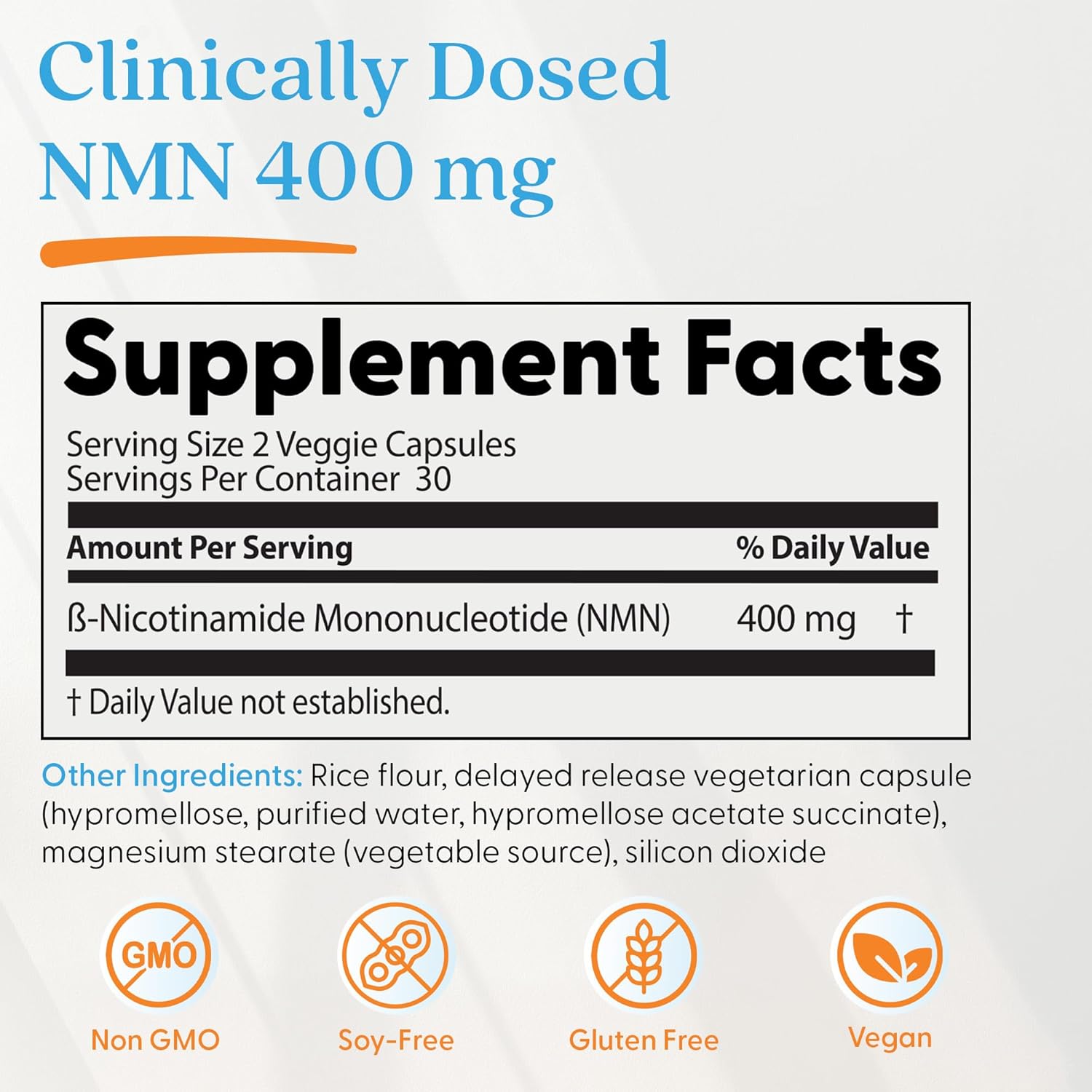 Doctor's Best NMN 200 mg - Suplemento de Nicotinamida Mononucleótido Beta - Apoyo a la Producción de NAD+ y Energía Celular - 60 Cápsulas Veganas