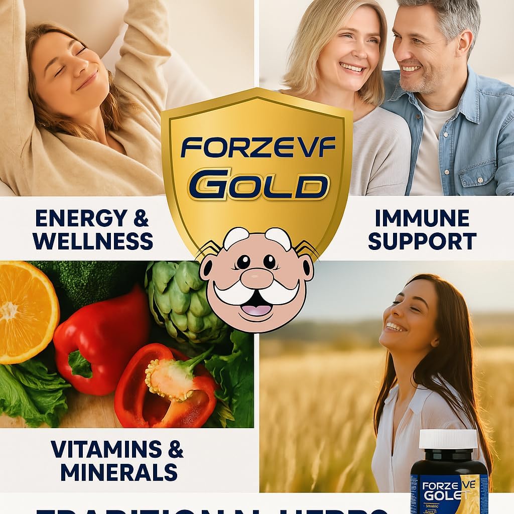 Cápsulas Forze VF Gold | Suplemento Multivitamínico Diario con Ginseng, Vitaminas B, C, D, E, Hierro, Zinc y Magnesio | Dr. Simi | 100 Cápsulas