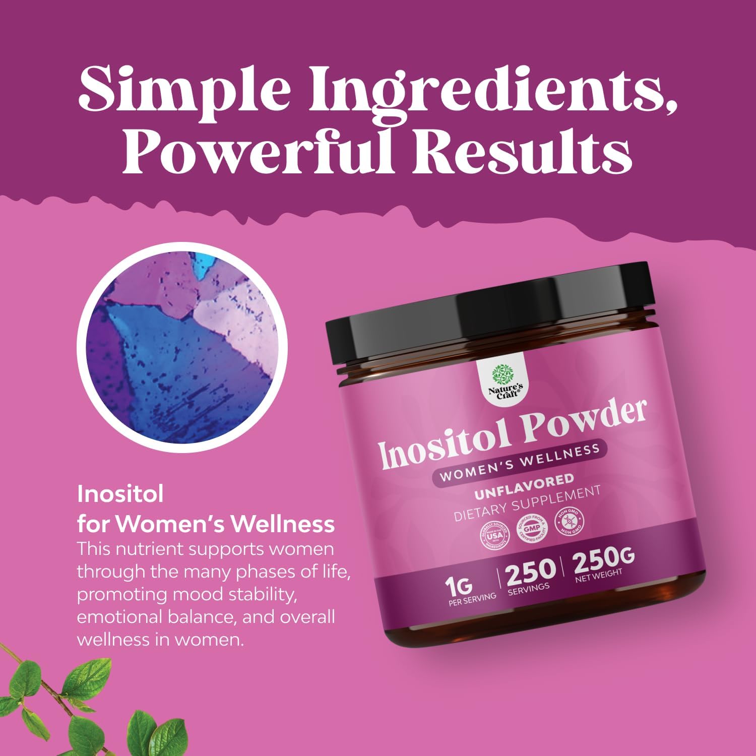 Inositol en Polvo USP - 250g (2 Paquetes)