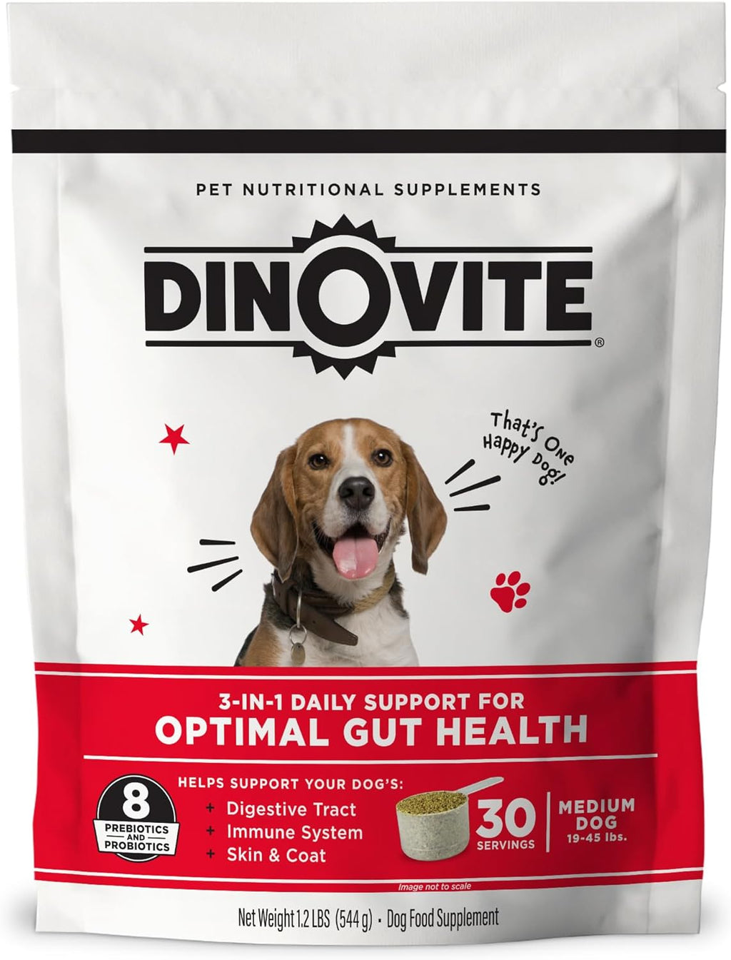 Dinovite Probióticos para Perros, Polvo Probiótico para Perros Pequeños (1-18 lb), Salud Digestiva y Piel con Omega-3, 30 Porciones