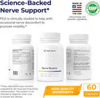 Nerve Restore - Suplemento para el Soporte Nervioso con PEA, Corteza de Sauce Blanco y Complejo de Vitaminas B - 180 Cápsulas