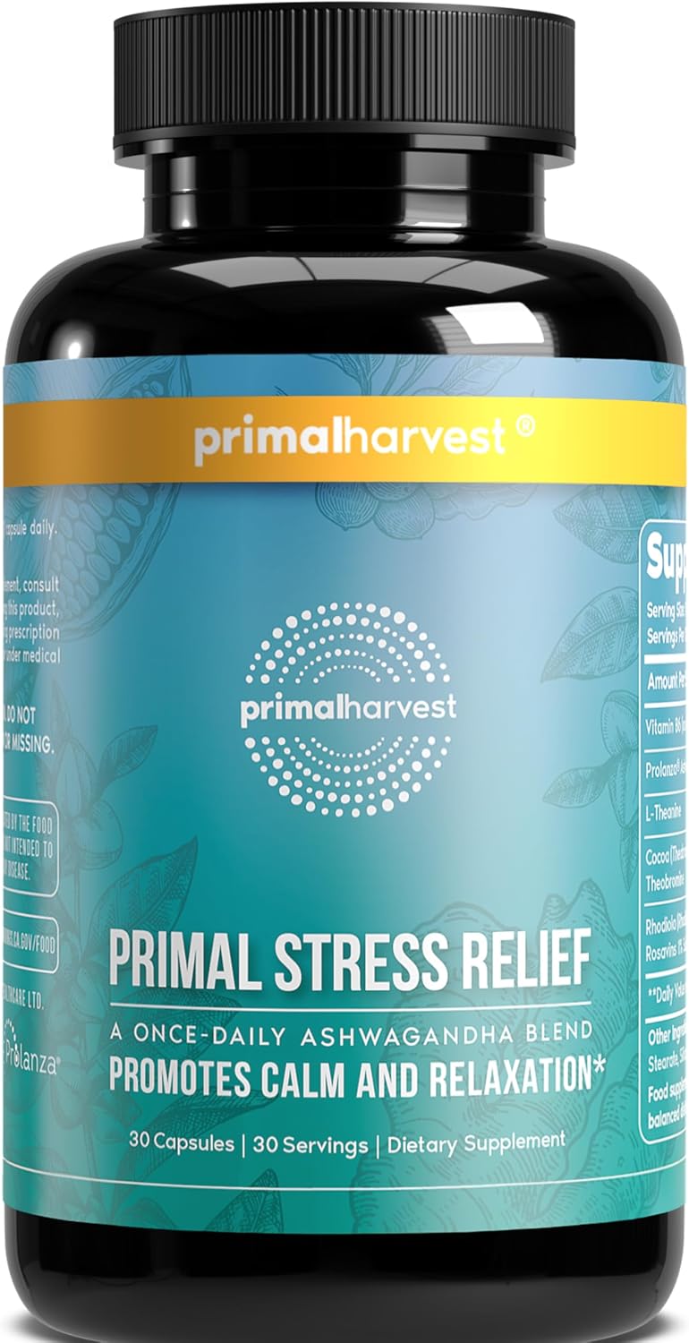 Primal Harvest Stress Relief – Suplemento Diario para el Estrés, 30 Cápsulas