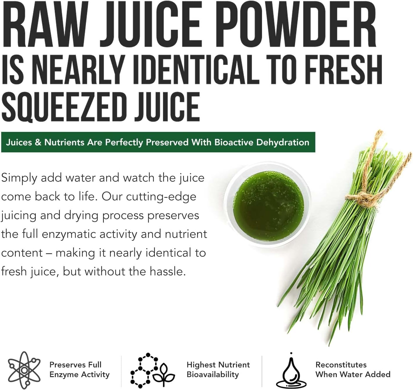 Organic Barley Grass Juice Powder - Cultivado en Suelo Volcánico de Utah - Forma Cruda y Bioactiva, Prensado en Frío y Secado con CO₂ – Sin Gluten, Sin OGM, Vegano - Complementa el Polvo de Jugo de Wheatgrass - 150 g