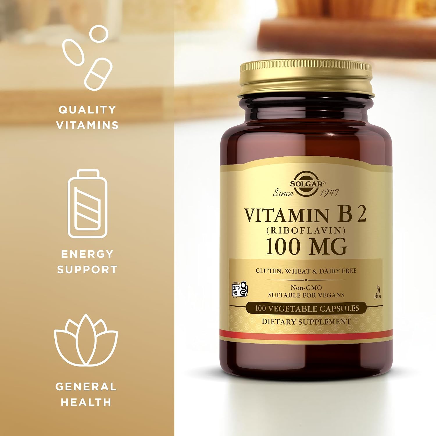Solgar Vitamina B2 (Riboflavina) 100mg - 100 Cápsulas Vegetales