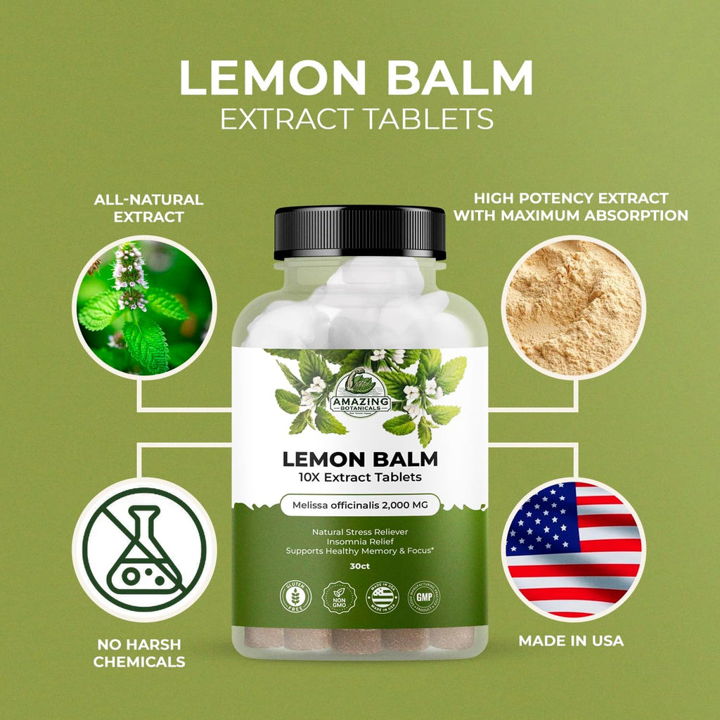 Extracto de Melisa (Lemon Balm) 10X 200 mg - 30 Tabletas