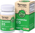 Renzo's Dynamite D3: Vitamina D3 para niños, 60 comprimidos disolventes sin azúcar sabor manzana verde