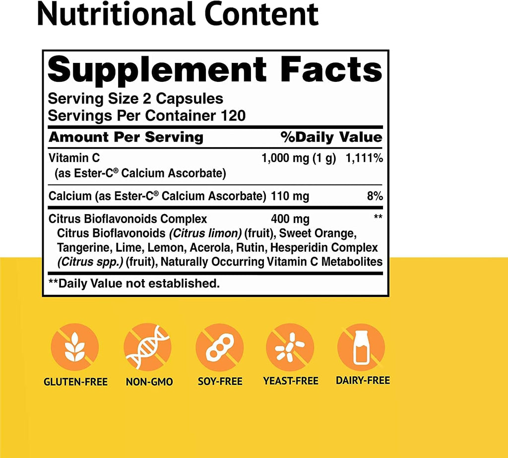 Ester-C 500 mg con bioflavonoides cítricos, 240 cápsulas (paquete de 2)