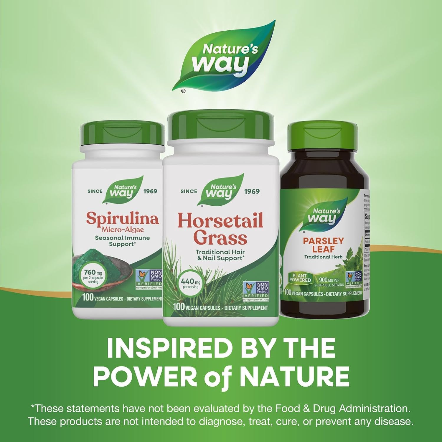 Nature's Way Horsetail Grass 440 mg - 100 Capsules - Herbal Supplement for Hair and Nails
