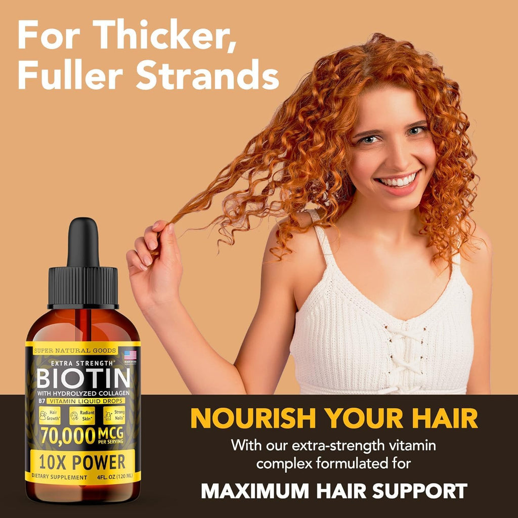 Super Natural Goods Biotina y Colágeno Líquido 70.000 mcg – Gotas para Cabello, Piel y Uñas