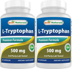 Best Naturals L-Triptófano 500 mg, 120 Cápsulas (Pack de 2)