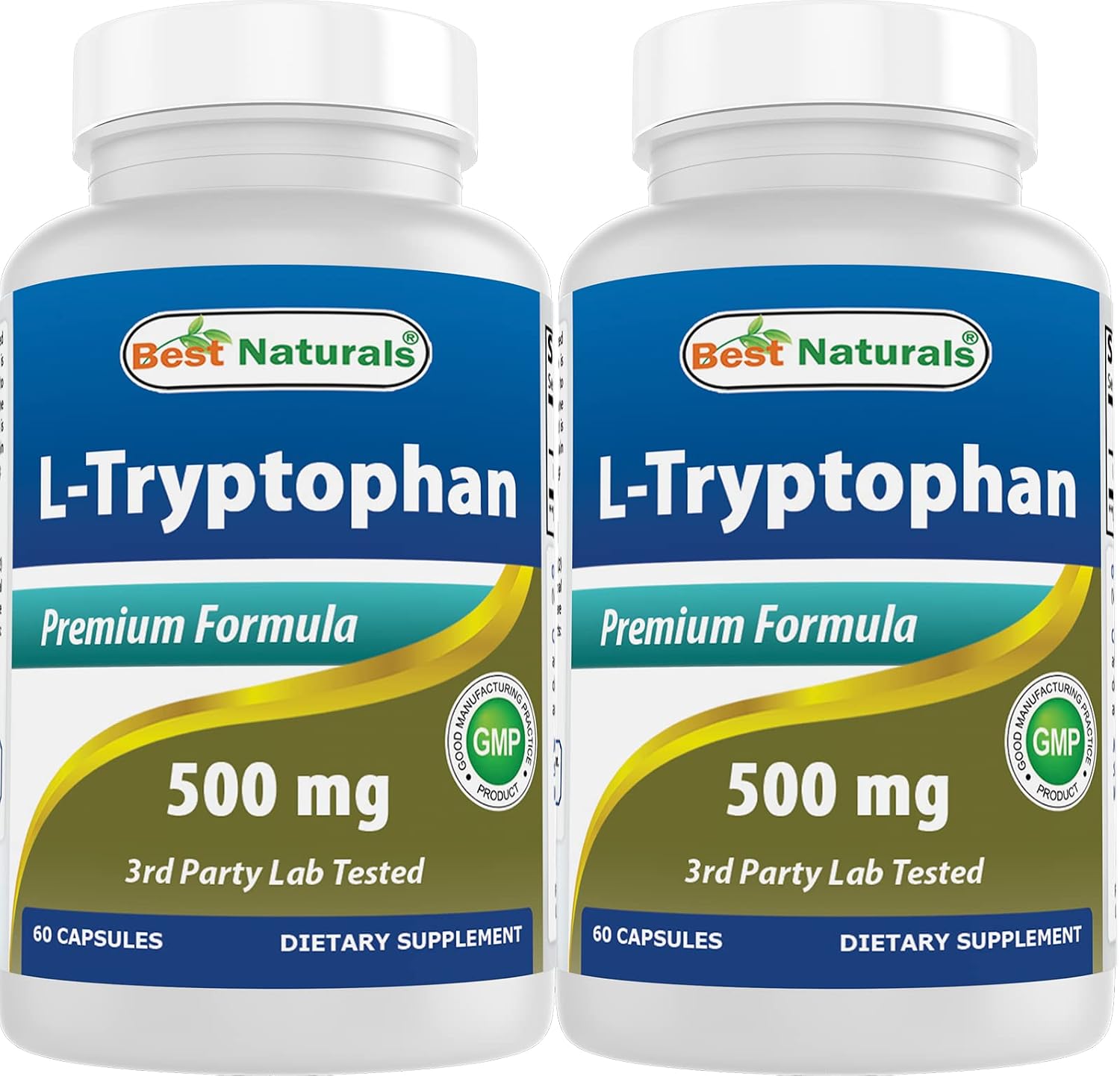 Best Naturals L-Triptófano 500 mg, 120 Cápsulas (Pack de 2)