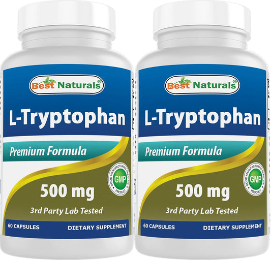 Best Naturals L-Triptófano 500 mg, 120 Cápsulas (Pack de 2)