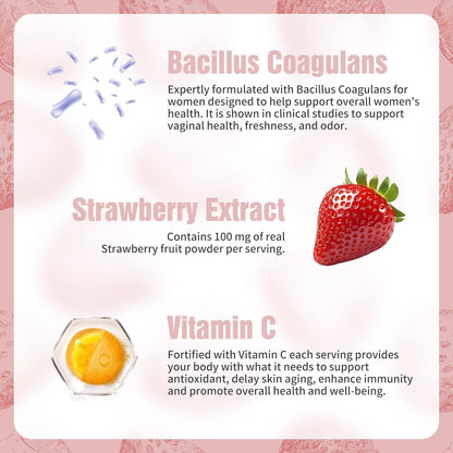 NIUSISE Feminine Balance Gummies - Gominolas para el equilibrio femenino, sabor fresa, vegano, sin gluten, 60 unidades – Image 7
