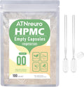 ATNreuro Cápsulas Vacías Veganas Tamaño 00 con 2 Micro Cucharas - 100 Unidades