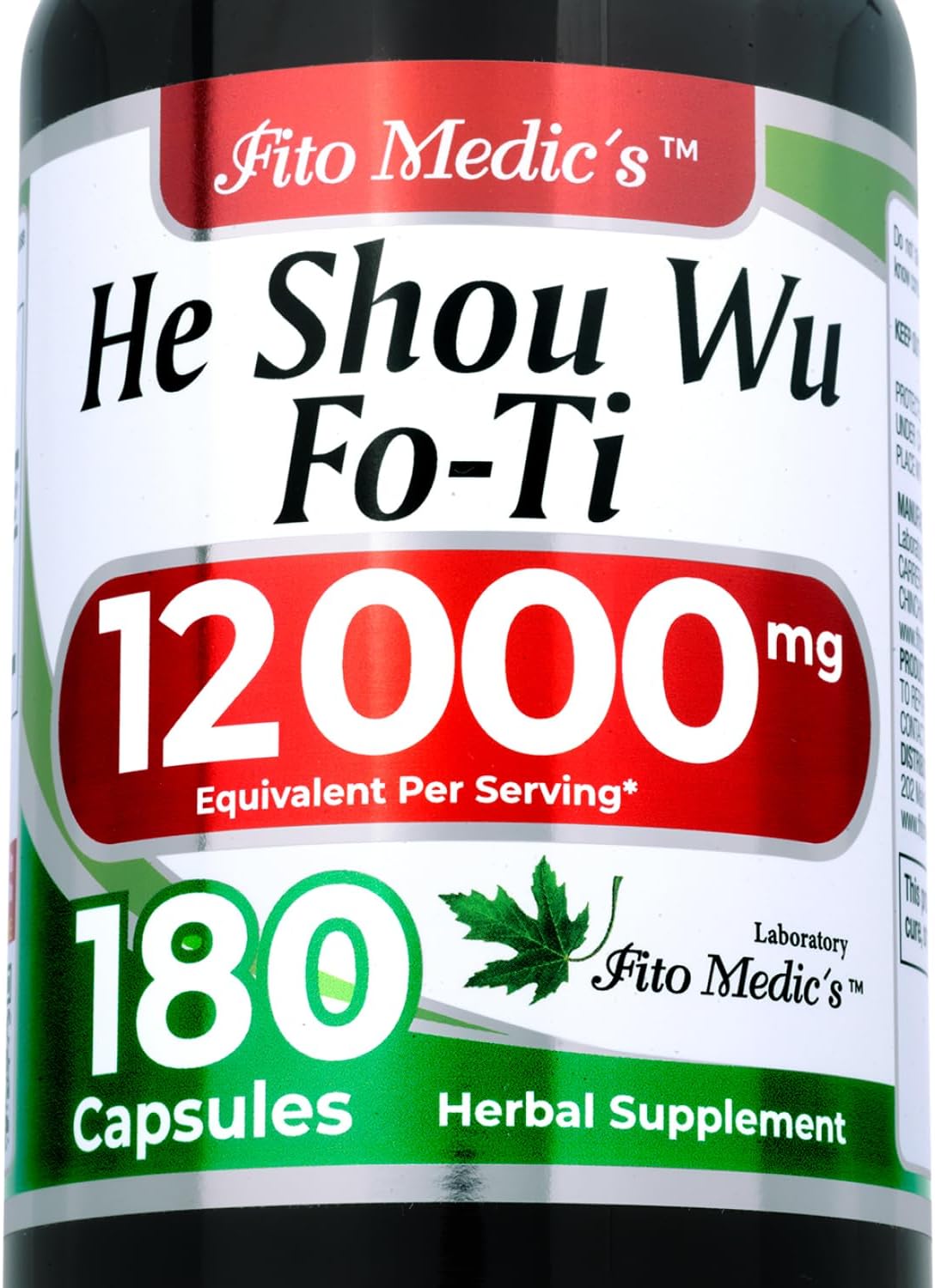 FITO MEDIC'S Lab He Shou Wu (Fo Ti) Cápsulas, 180 unidades