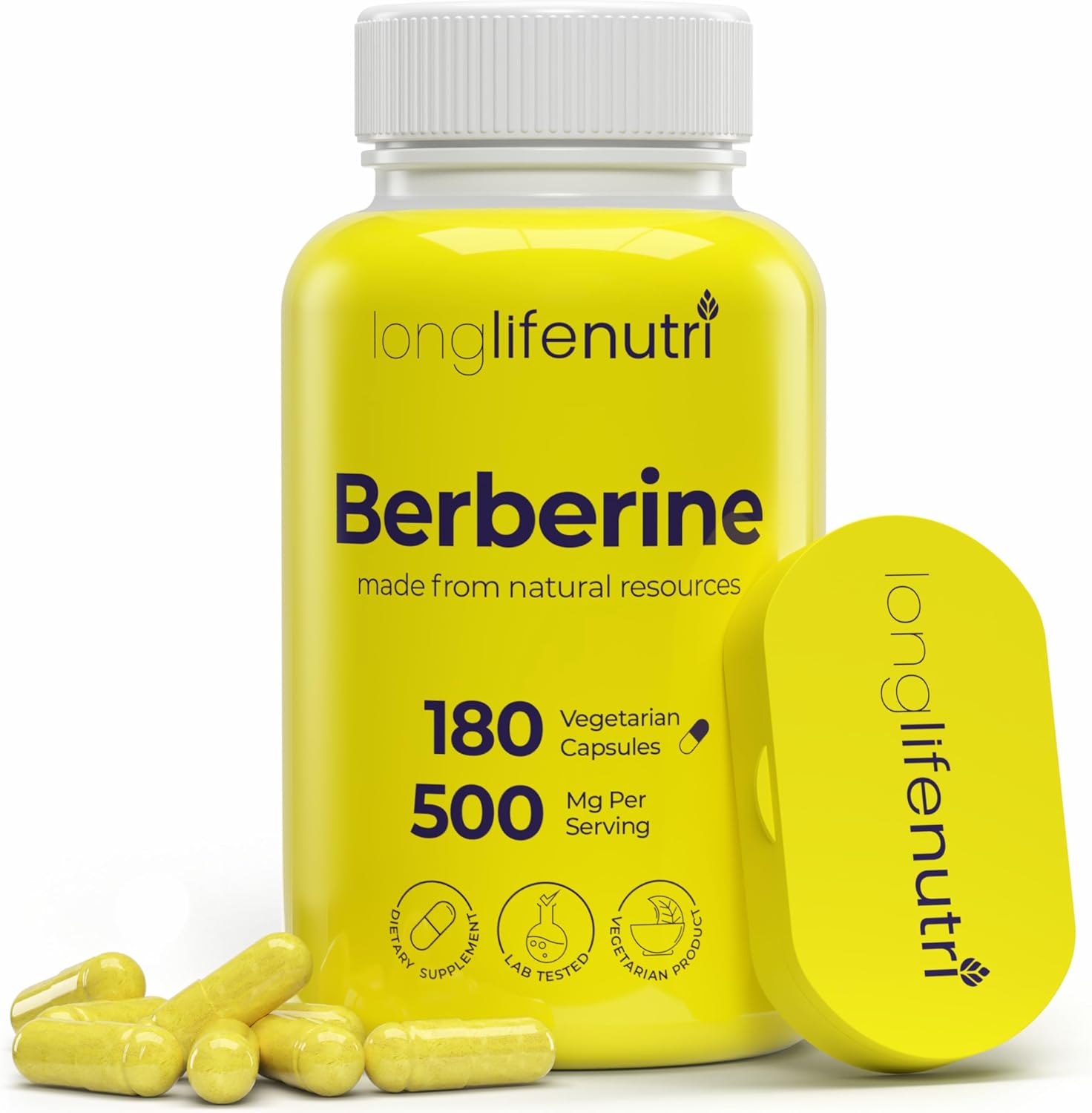 LongLifeNutri Berberine 500 mg – 180 Cápsulas Vegetales