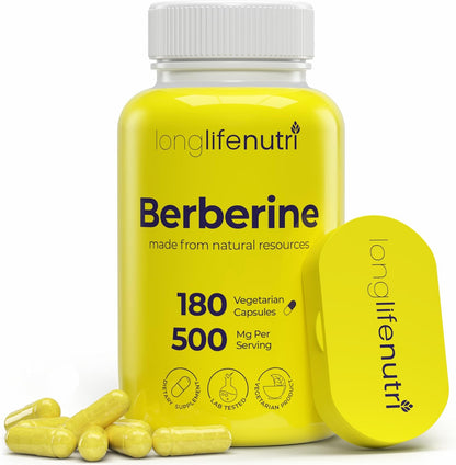 LongLifeNutri Berberine 500 mg – 180 Cápsulas Vegetales – Image 1