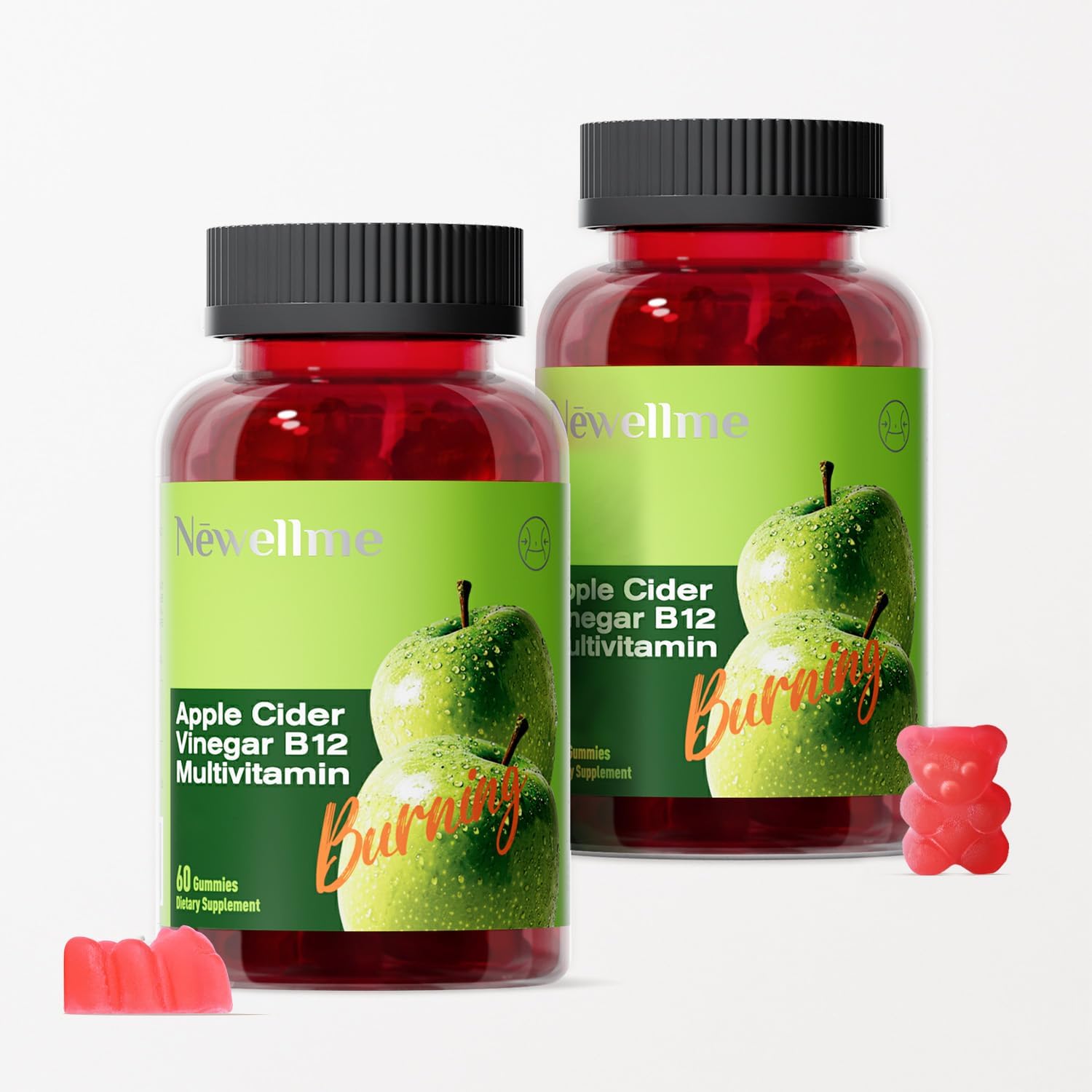NEWELLME Apple Cider Vinegar Gummies B12 Multivitamin -ACV Supplement Gummy Vitamins, Energy & Detox | Vegan, Non-GMO & Gluten-Free (30)