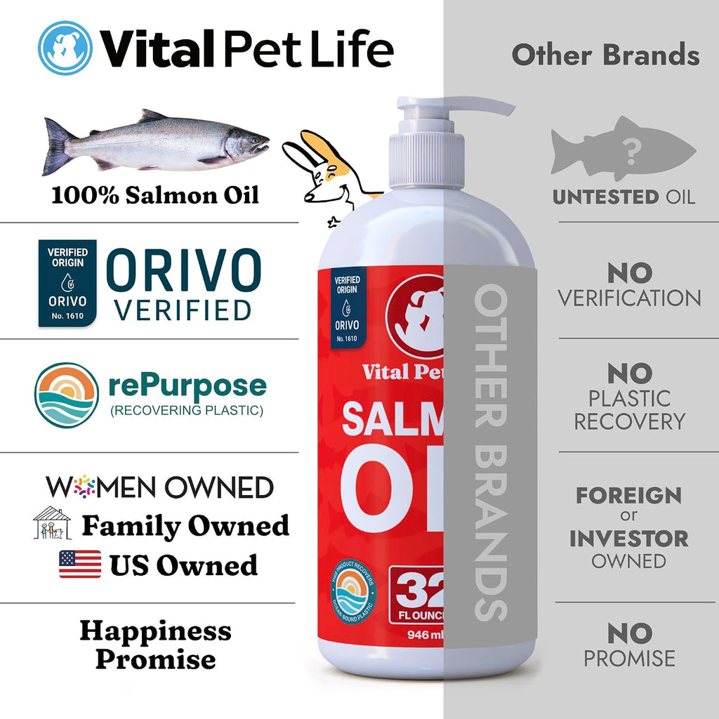Aceite de Salmón para Perros y Gatos - Piel y Pelaje Saludables, Omega 3 EPA DHA, Apoyo Inmunológico y Cardíaco, Suplemento Líquido 946 ml
