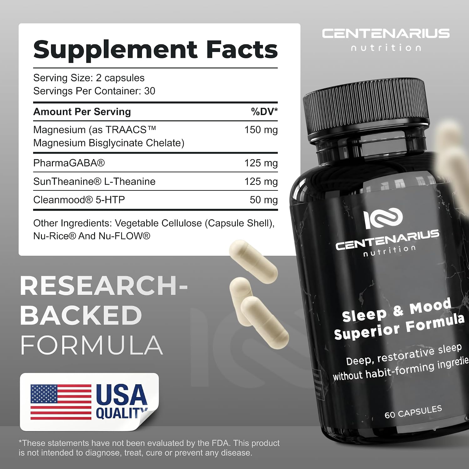 Centenarius Nutrition Sleep and Mood Formula - 60 comprimidos