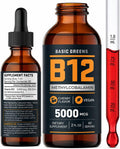 Vitamina B12 Líquida 5000 mcg, Gotas Sublinguales de Metilcobalamina, Sabor a Cereza, Vegano, 60 dosis, 60 ml