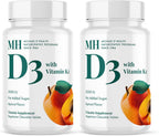 Michael's Health Vitamin D3 con K2 - 90 Comprimidos Masticables - Sabor Albaricoque - Apoyo Óseo e Inmunológico - Sin Azúcar Añadido - Vegetariano y Kosher