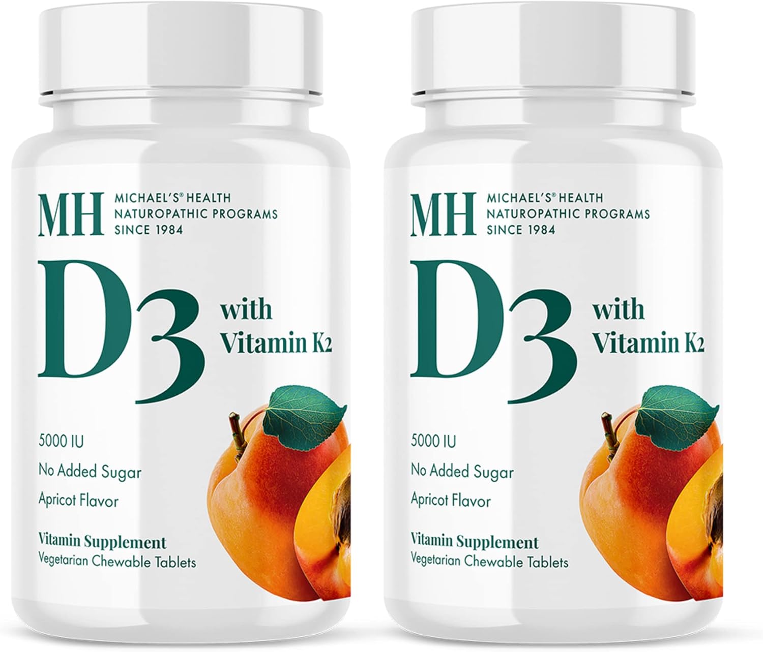 Michael's Health Vitamin D3 con K2 - 90 Comprimidos Masticables, Pack de 2 - Sabor Albaricoque - 180 Servicios