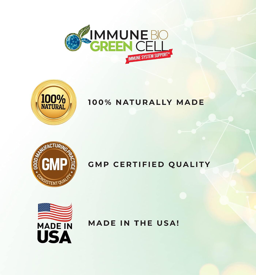 Immune Bio Green Cell - 2 Pack (2 x 240 ml) - Suplemento Líquido con Vitamina C, Carqueja, Romero y Llantén Mayor - No-GMO, Vegano, Sin Gluten