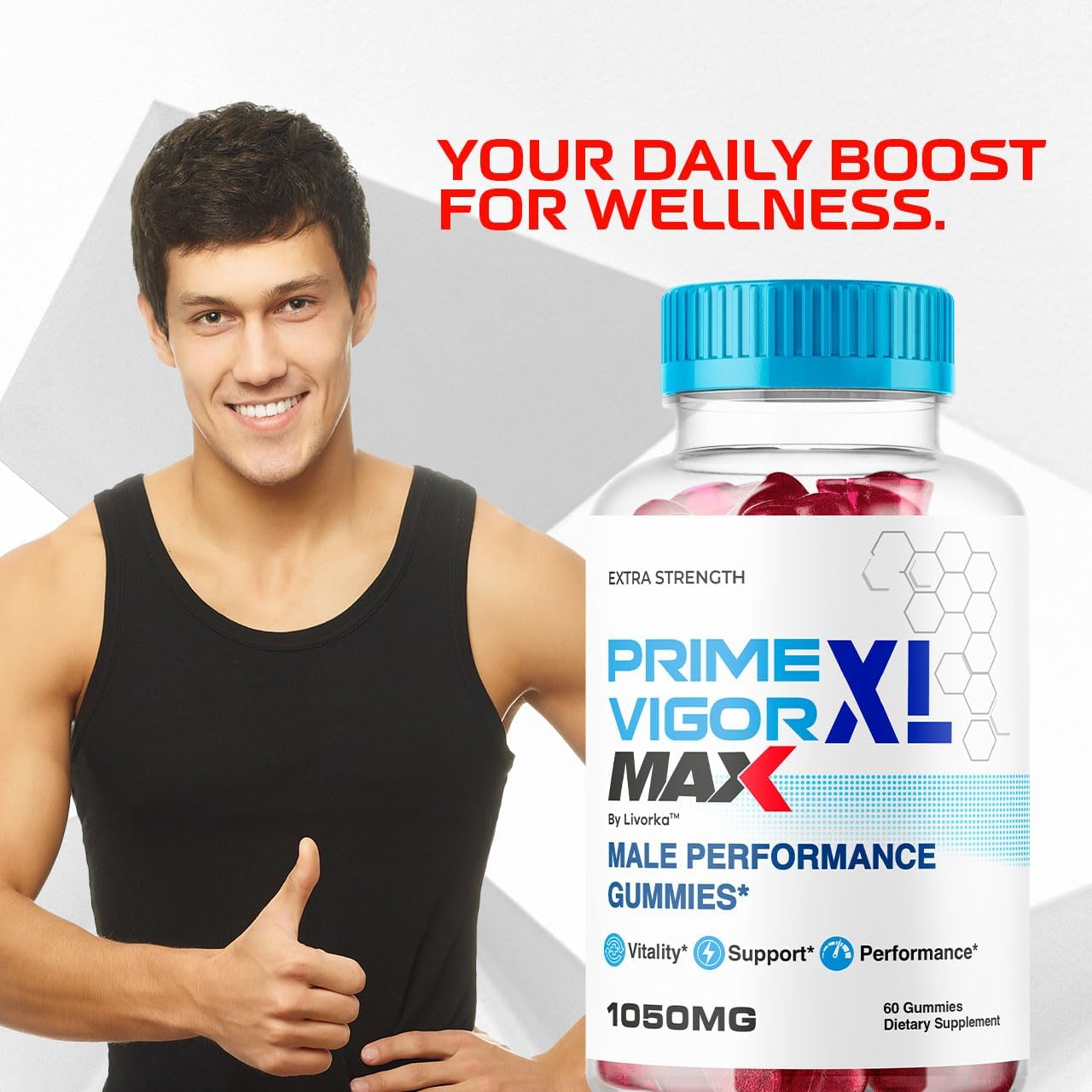 Prime Vigor XL Max Gummies para Hombres (2 Pack) – 120 Gominolas