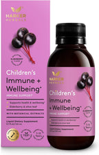 Children's Immune + Wellbeing Herbal Syrup - Jarabe Herbal para Defensas Infantiles con Saúco, Equinácea y Olivo - Sabor a Saúco - 150 ml (30 dosis)