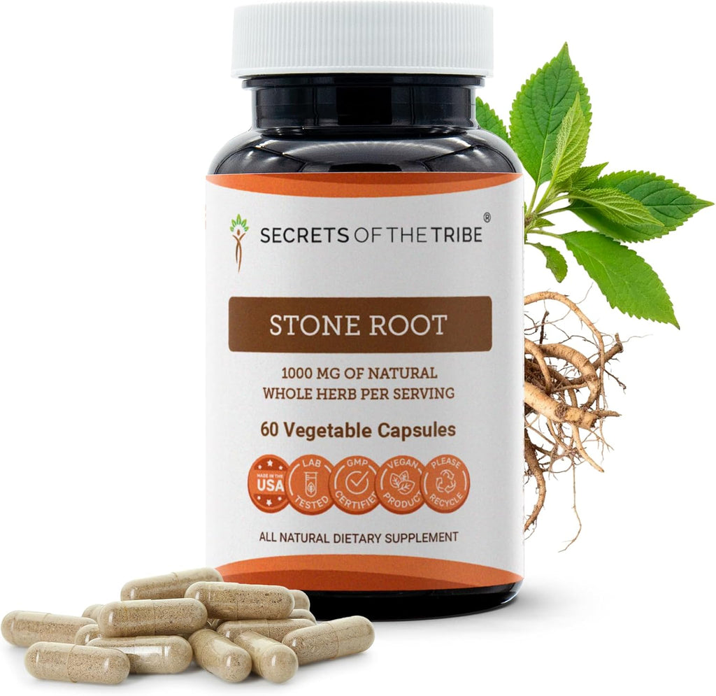 Secrets of the Tribe Stone Root (Collinsonia Canadensis) 1000 mg, 60 Cápsulas