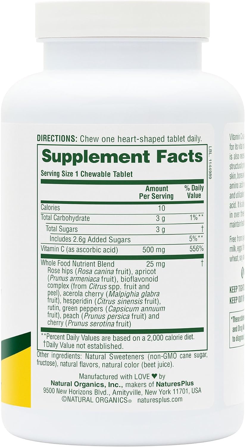 NaturesPlus Lovites Vitamina C - 90 Comprimidos Masticables con Sabor a Fruta Natural - 500 mg por ración