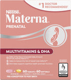 NESTLÉ Materna Multivitamínico Prenatal con DHA y Ácido Fólico - 60 Comprimidos + 60 Perlas