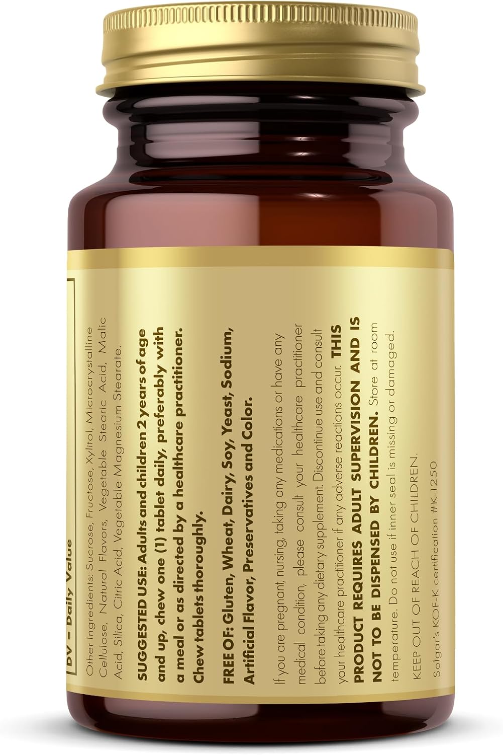 Solgar Vitamina D3 (Colecalciferol) 25 mcg (1000 UI), Sabor Natural Fresa Plátano – 100 Comprimidos Masticables – Sin OGM, Kosher